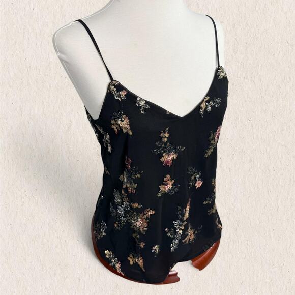Banana‎ Republic black sequin floral cami top - Size XS - fairycore whimsygoth - Picture 2 of 8